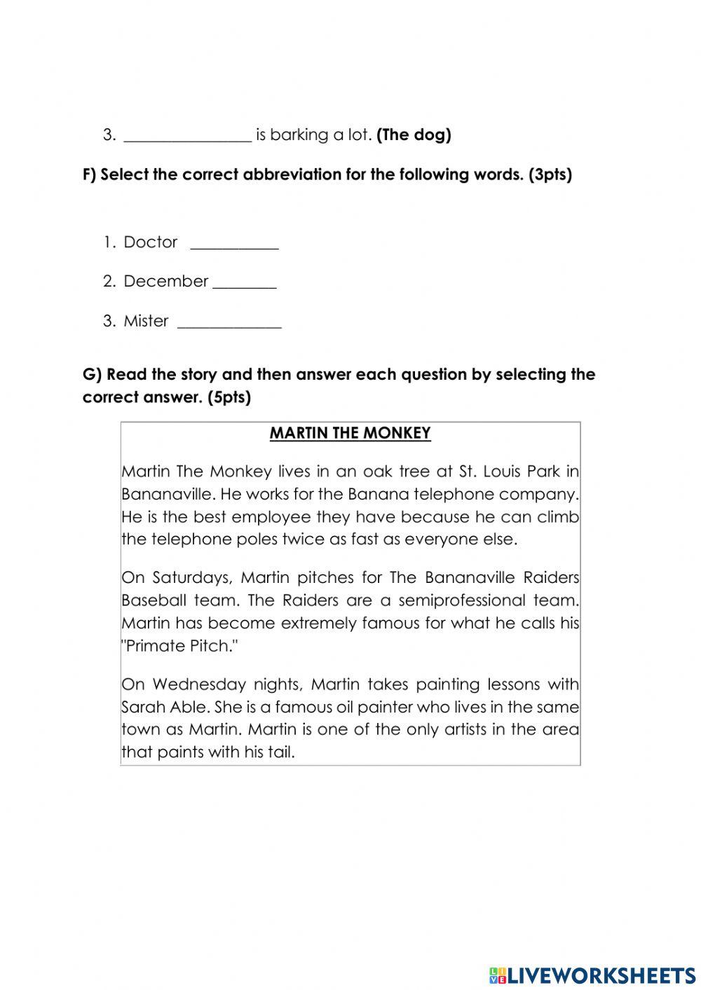Readiness test for third grade