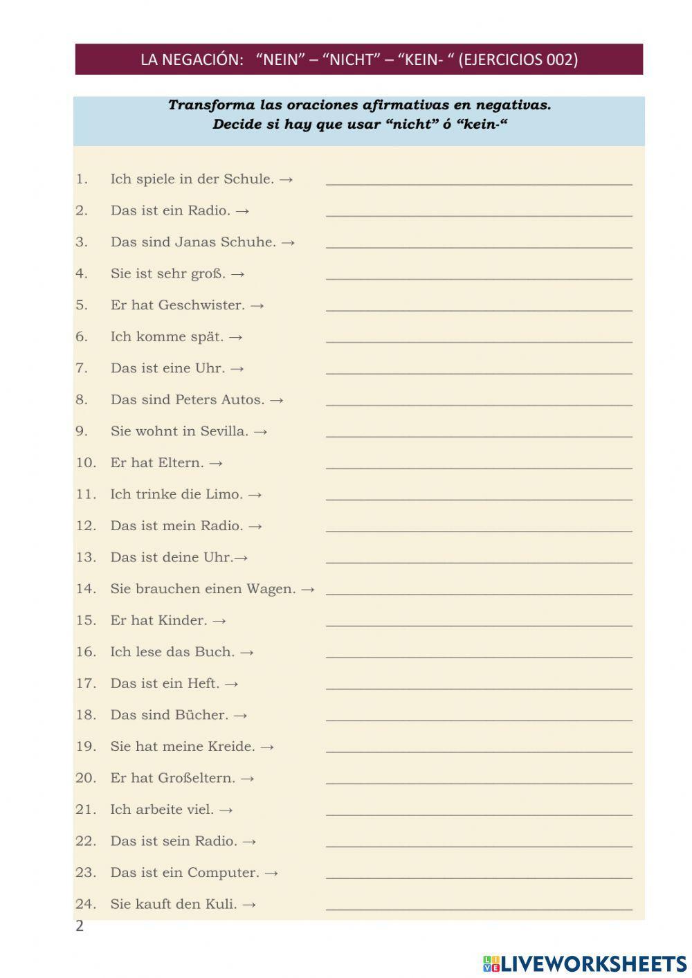 Negación Nicht - Kein- 002