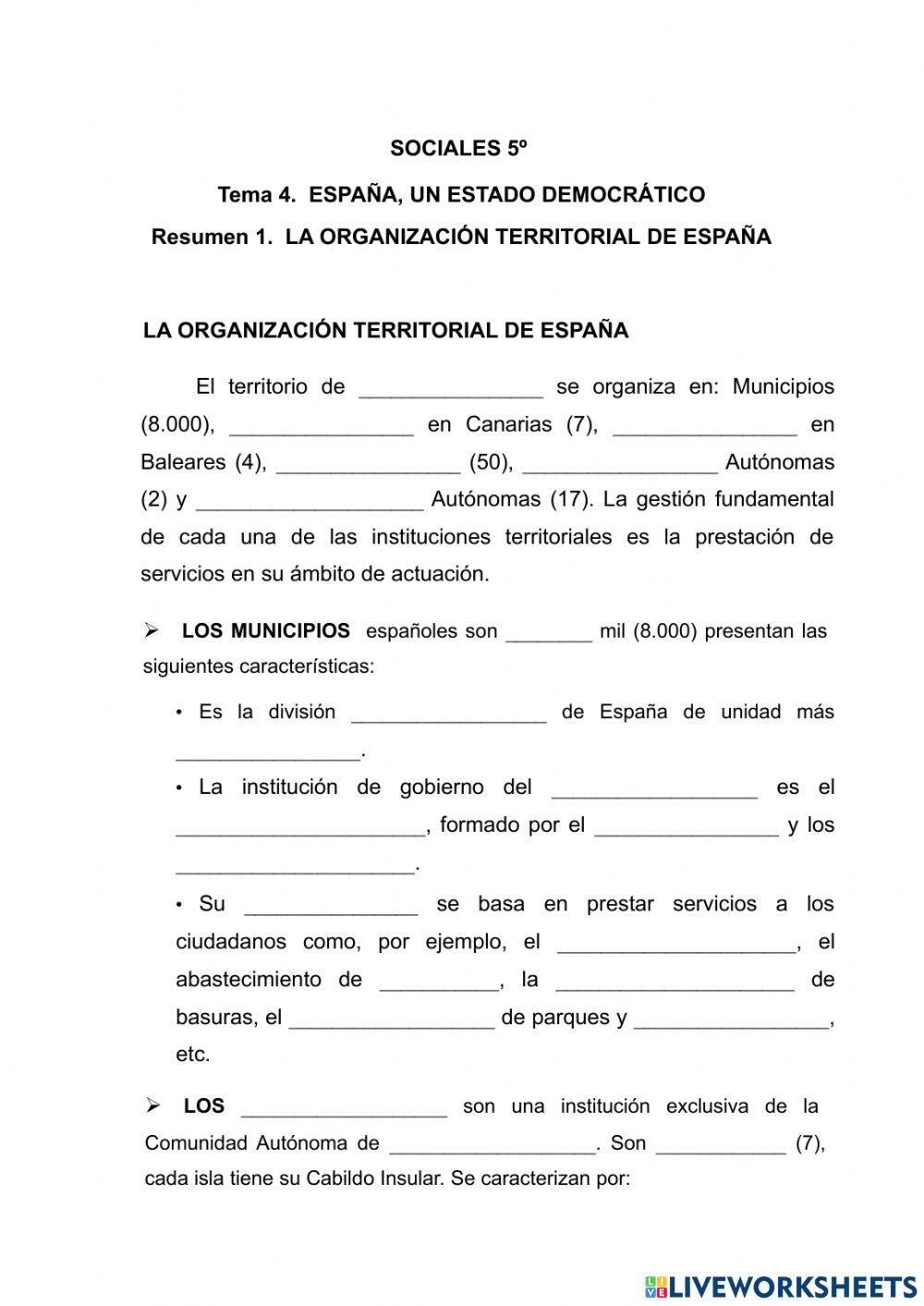 La organización territorial de España