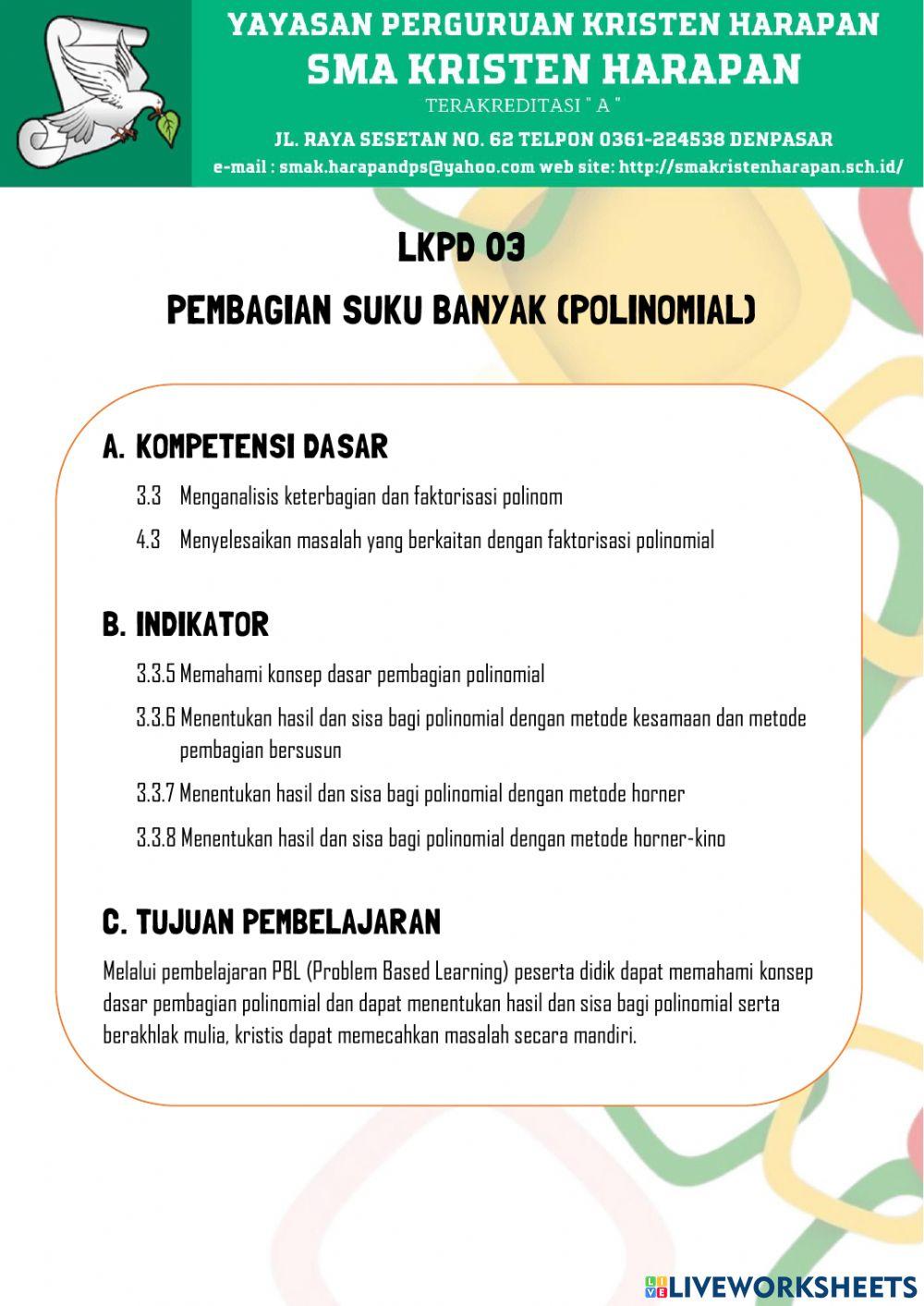 Pembagian Suku Banyak (Polinomial)
