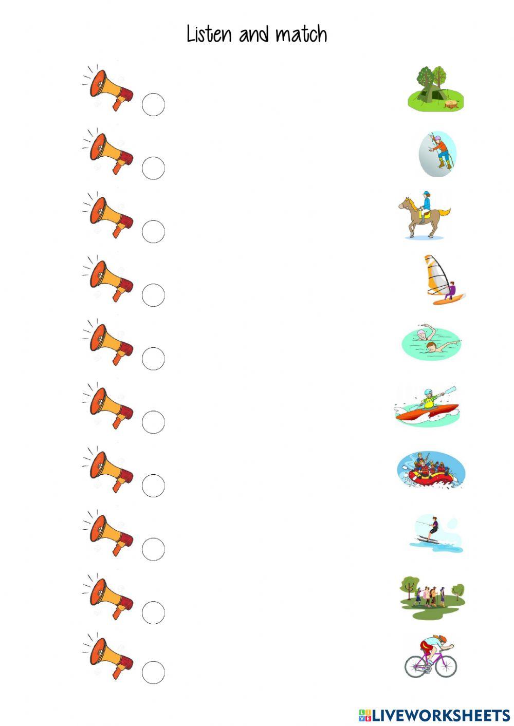 Listen and match extreme sports