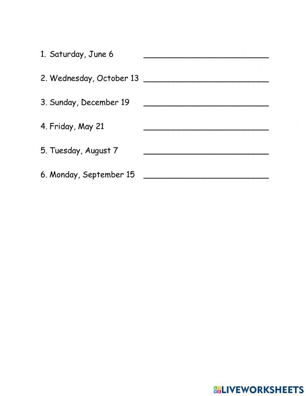 TELLING DATES (GRADE 8) 