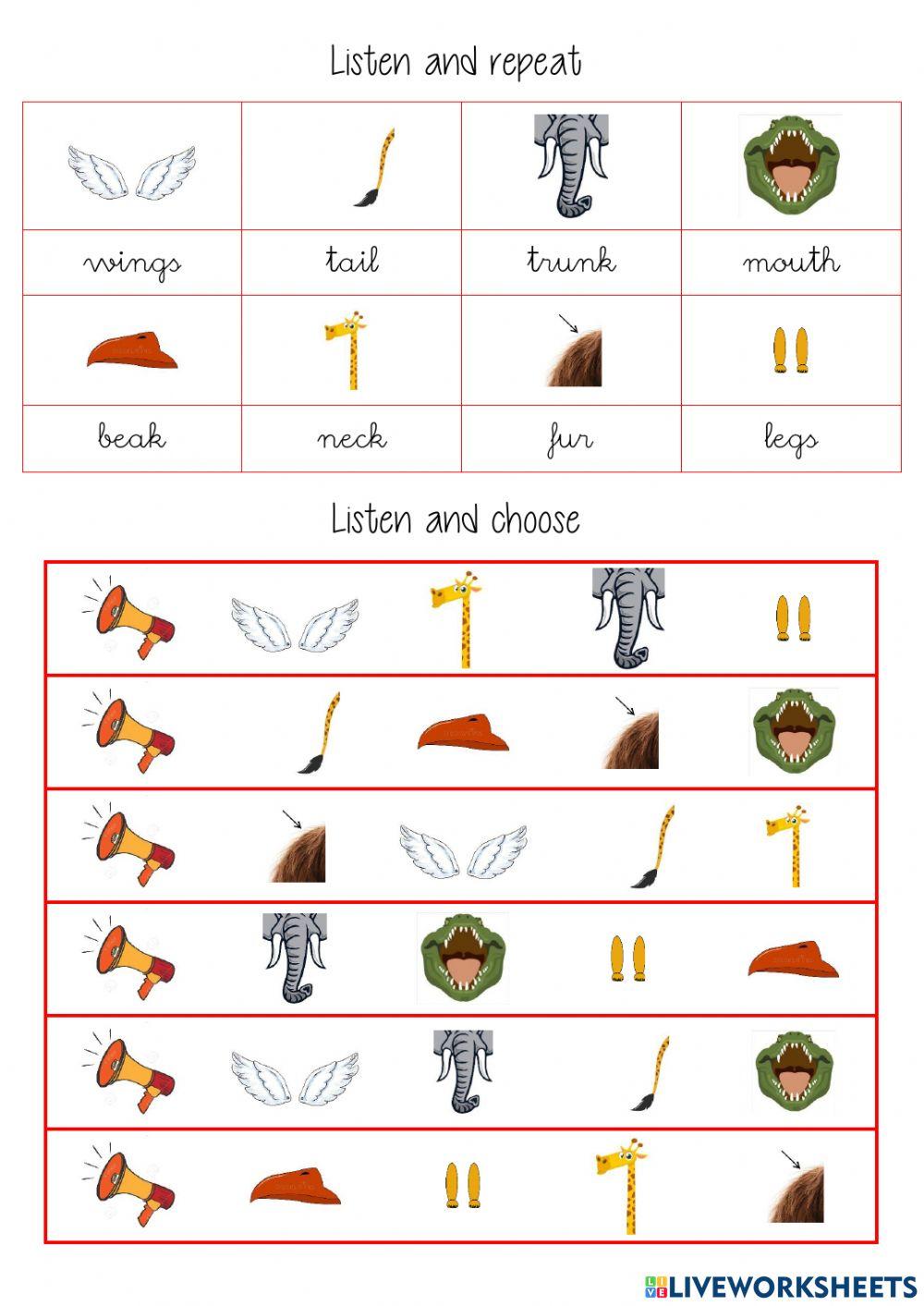 listen and choose vody parts