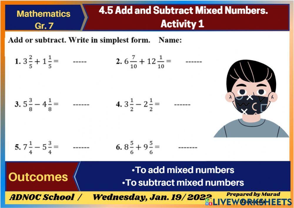 Add and Subtract Mixed Numbers Act.1