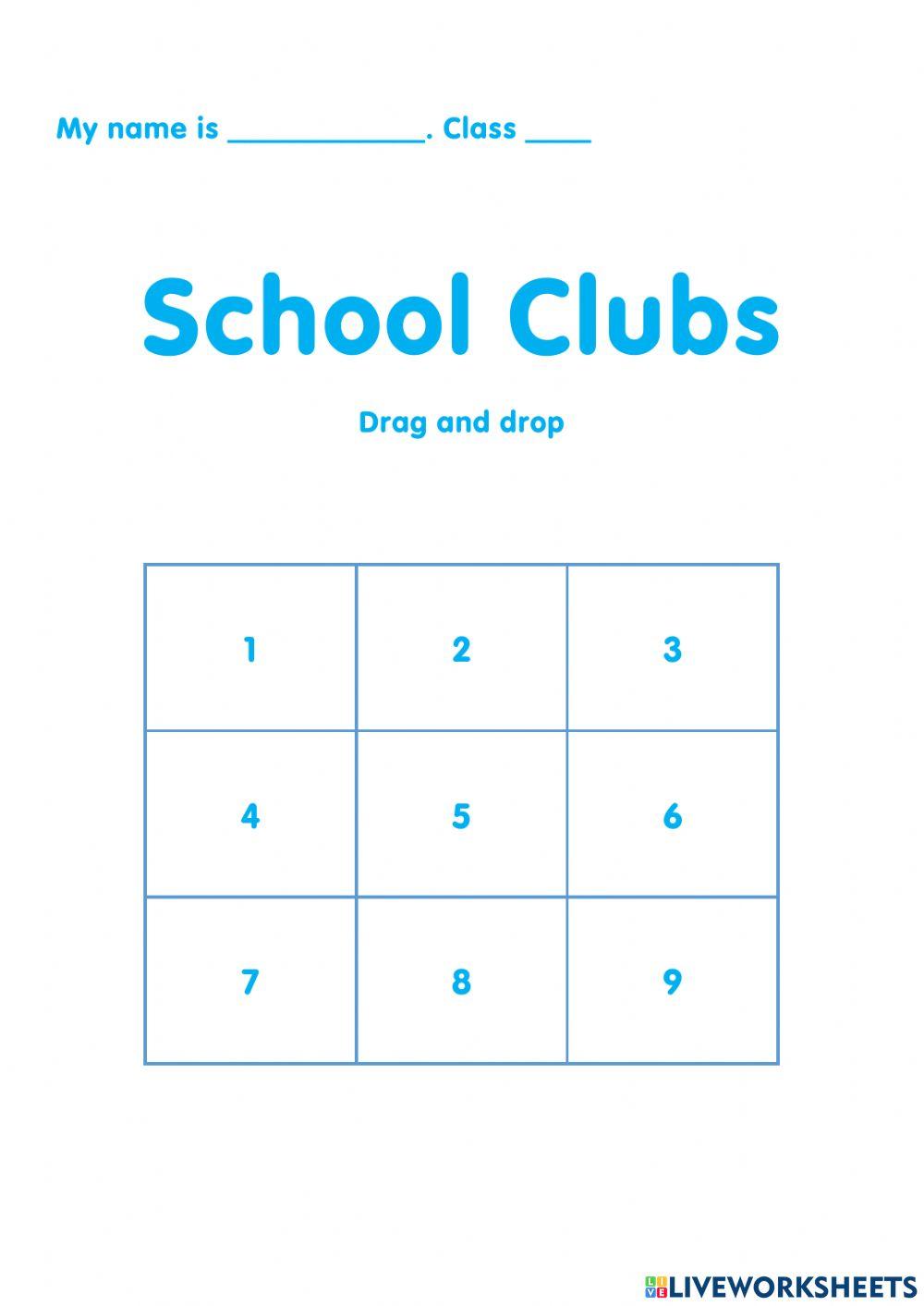 23 School Clubs puzzle game worksheet Live Worksheets