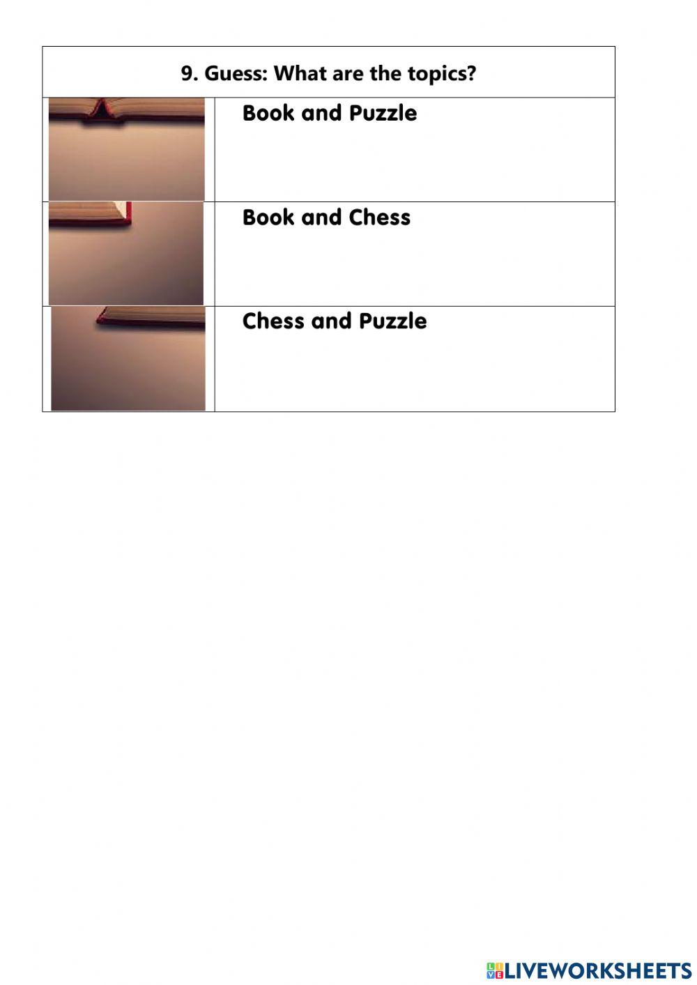 23 School Clubs puzzle game worksheet Live Worksheets