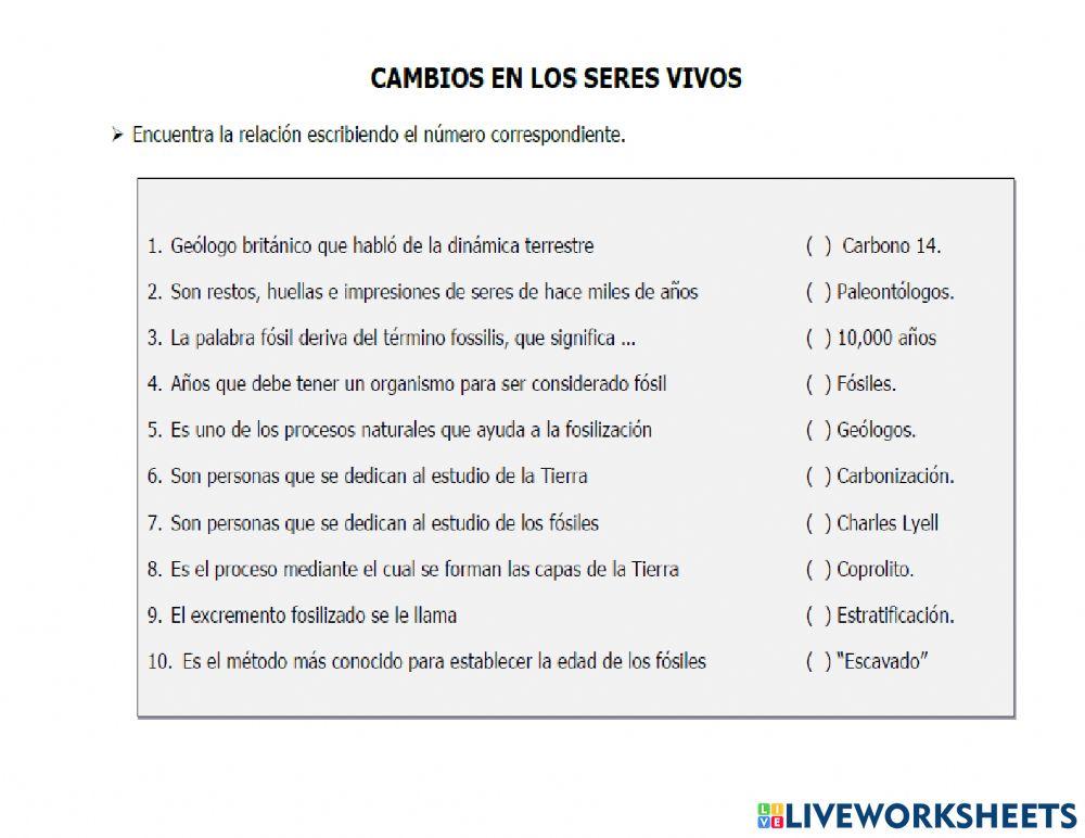 Cambios en los seres vivos