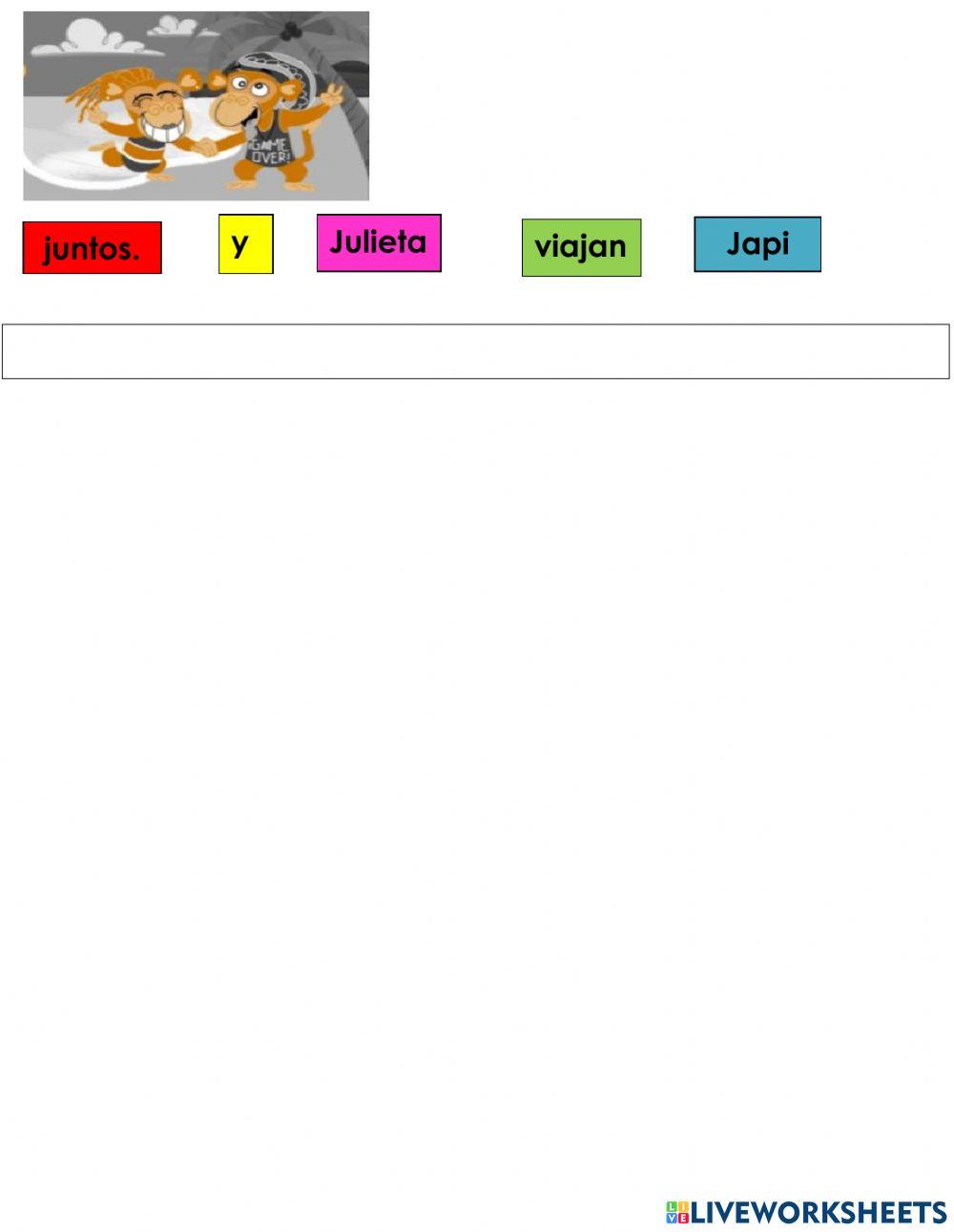 Formar oraciones con palabras con j