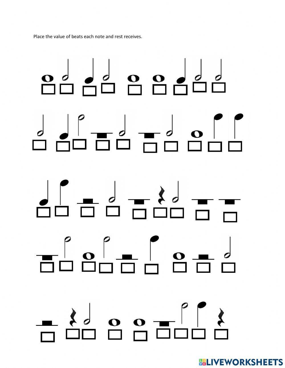 Note and Rest Values for Quarter, Half, and Whole