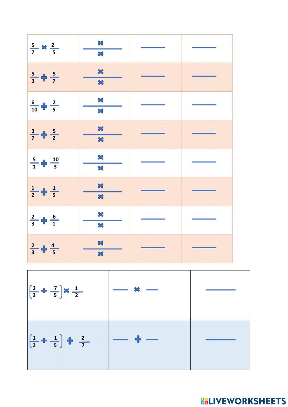 Operaciones con fracciones