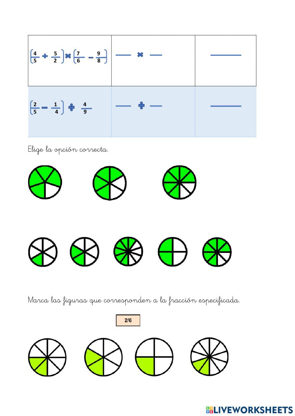 Operaciones con fracciones