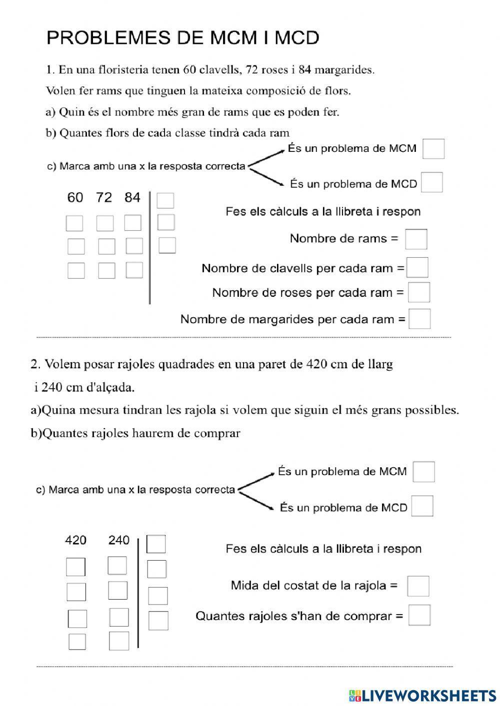 Problemes de mcm i mcd