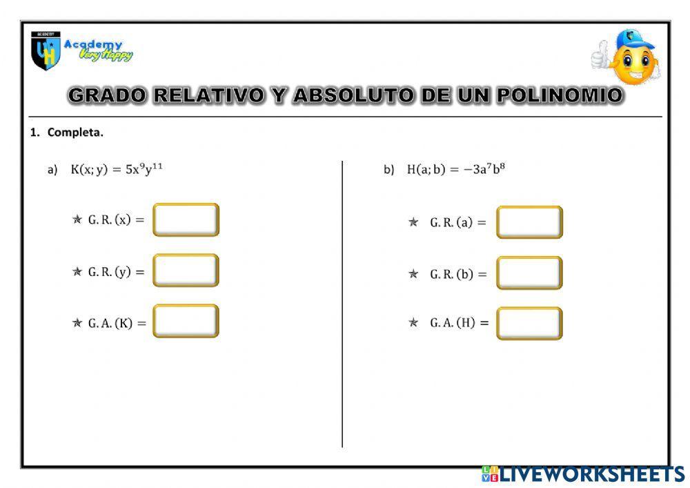 Grado Relativo y Absoluto de un Polinomio