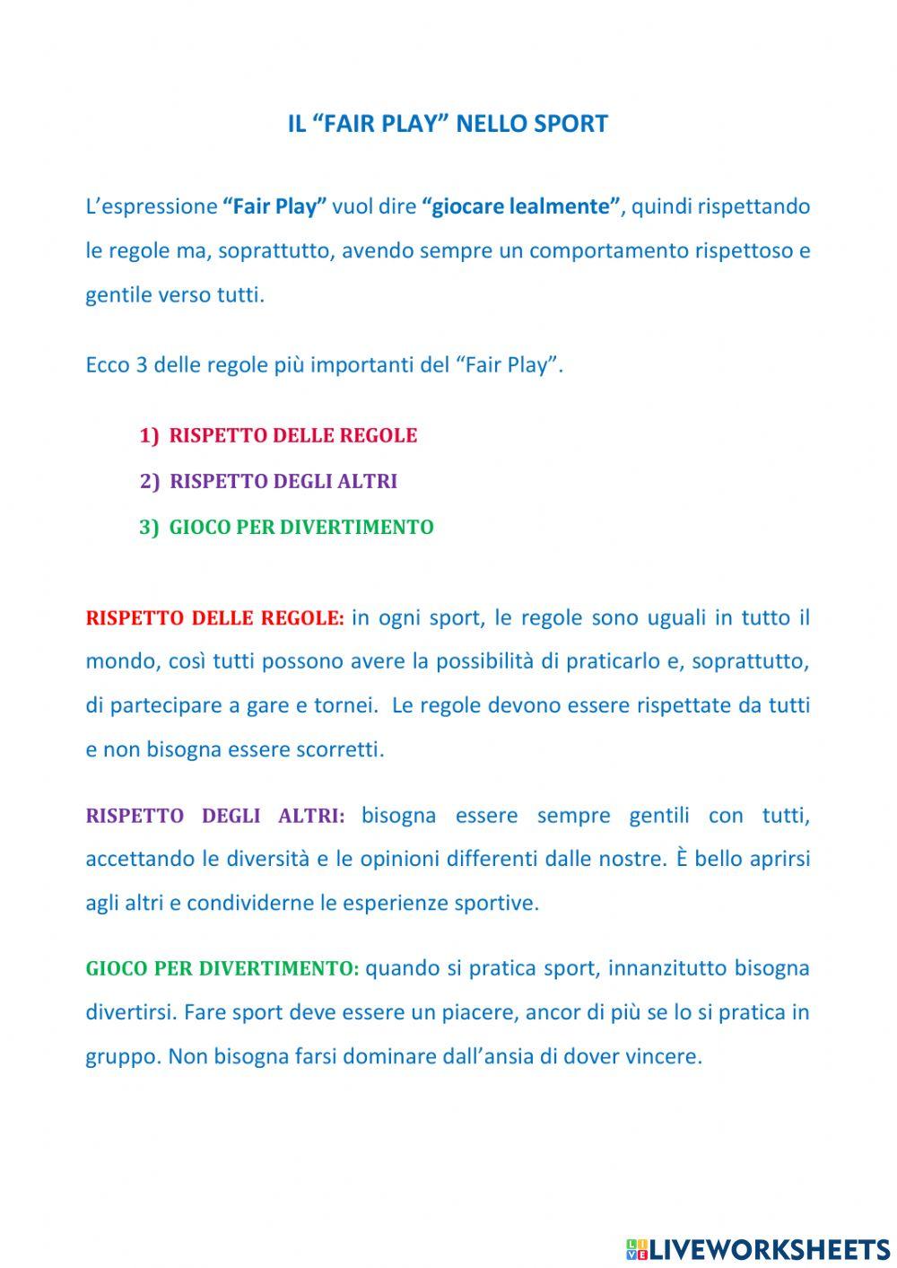 Il Fair Play nello sport