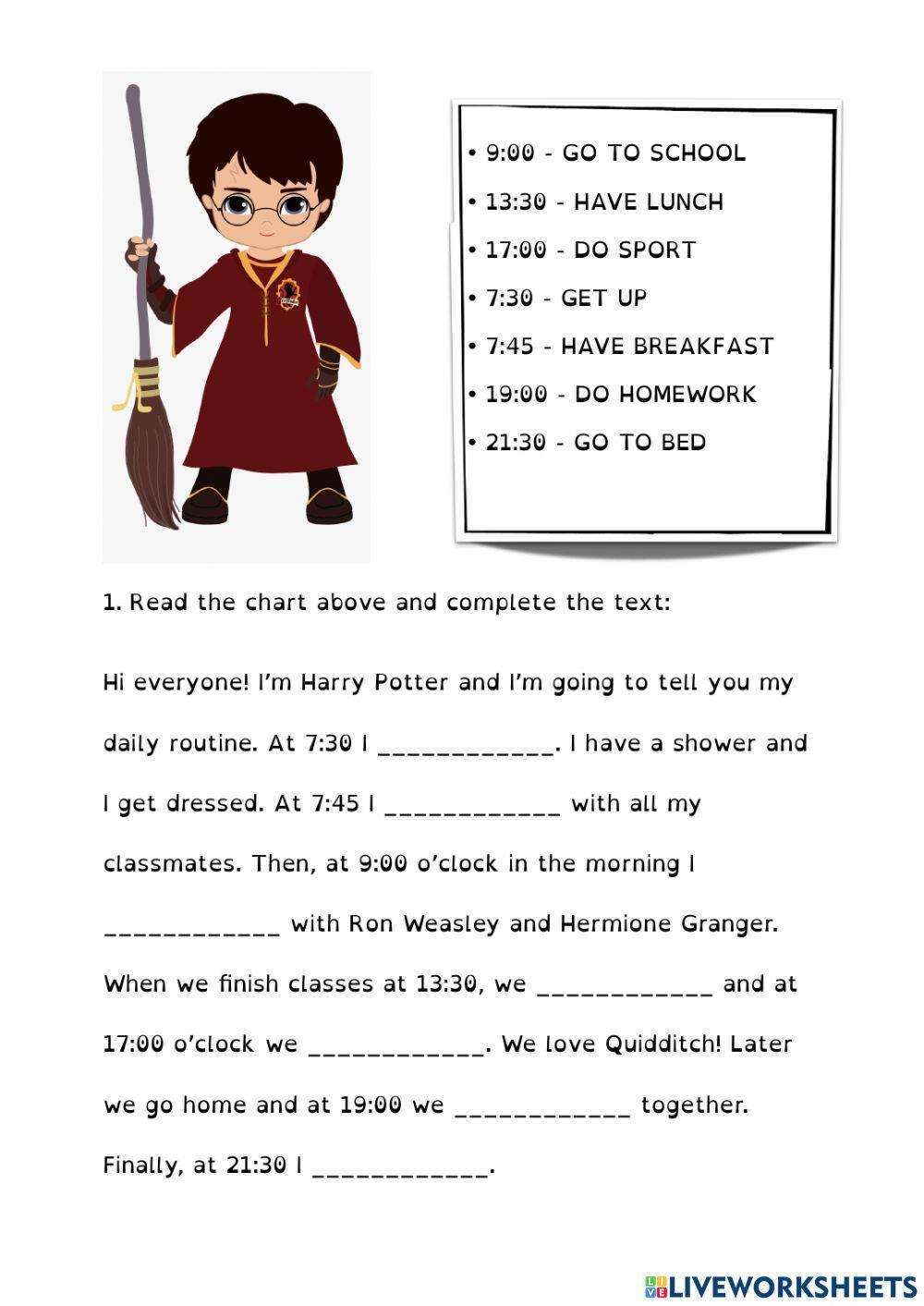 Harry Potter's daily Routine