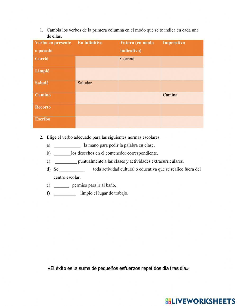 Modos y tiempos verbales de los reglamentos