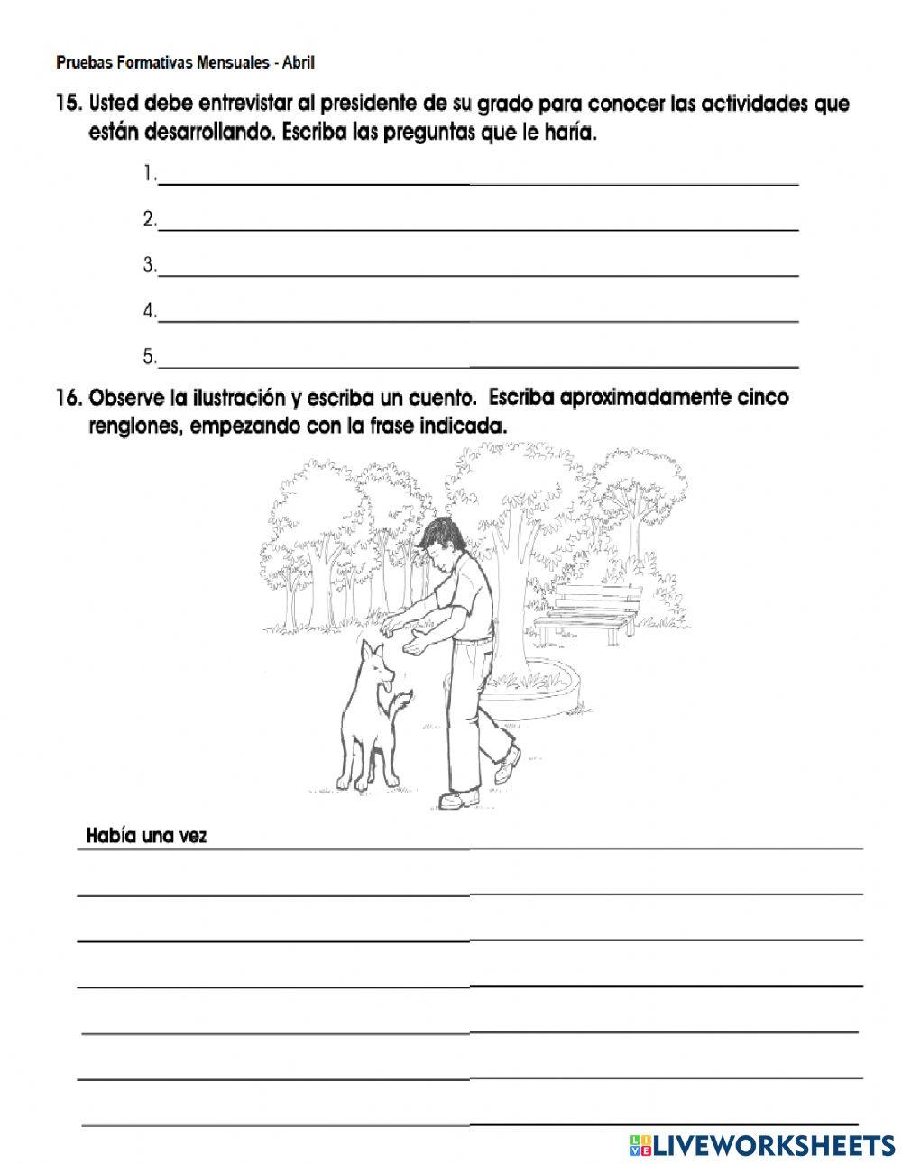 Prueba formativa-Abril-3º grado