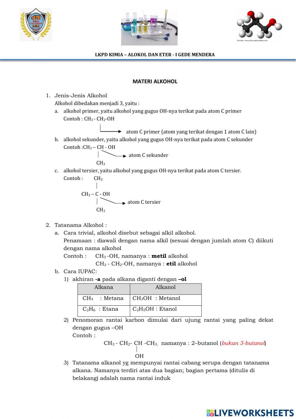 LKPD Alkohol dan Eter