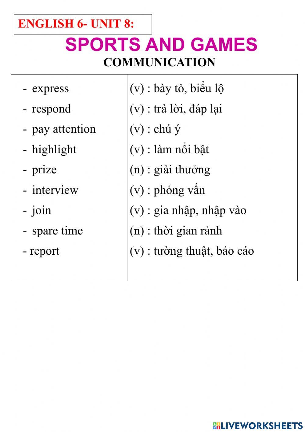 English 6- uit 8- communication