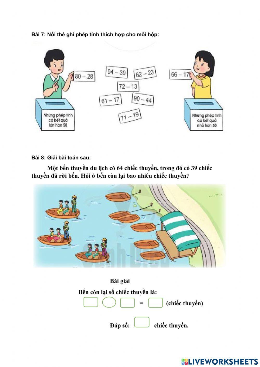 PHIẾU BÀI TẬP CUỐI TUẦN TOÁN LỚP 2 - TUẦN 12