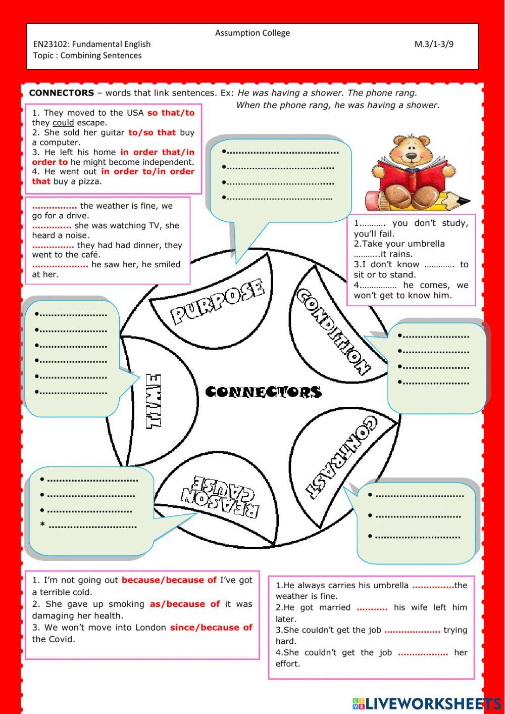 conjunction online exercise for | Live Worksheets