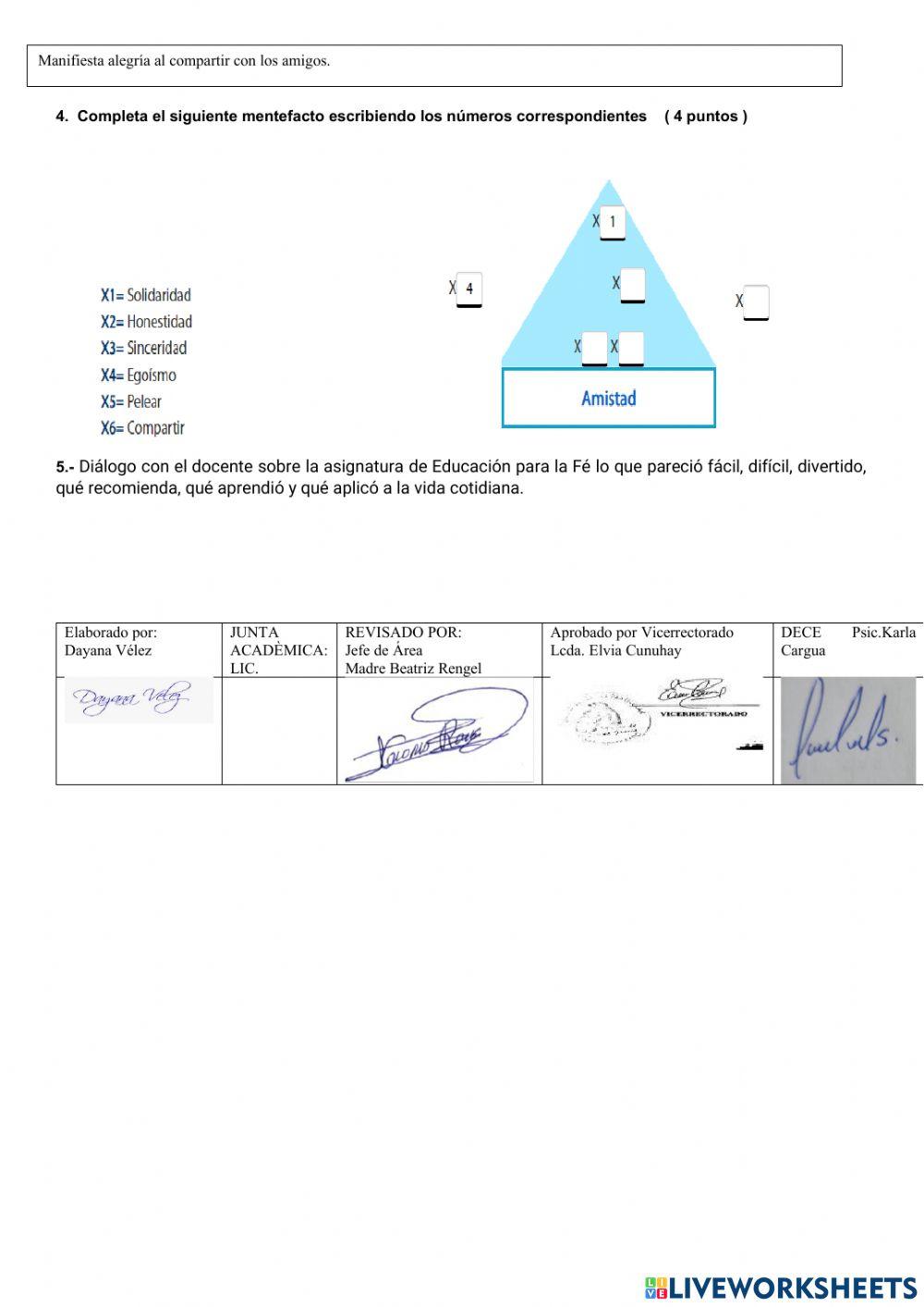 Evaluación religión