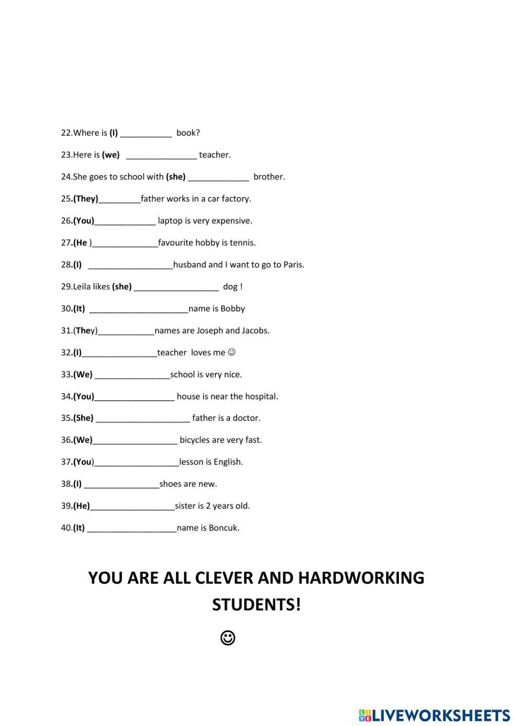 Possessive Adjectives