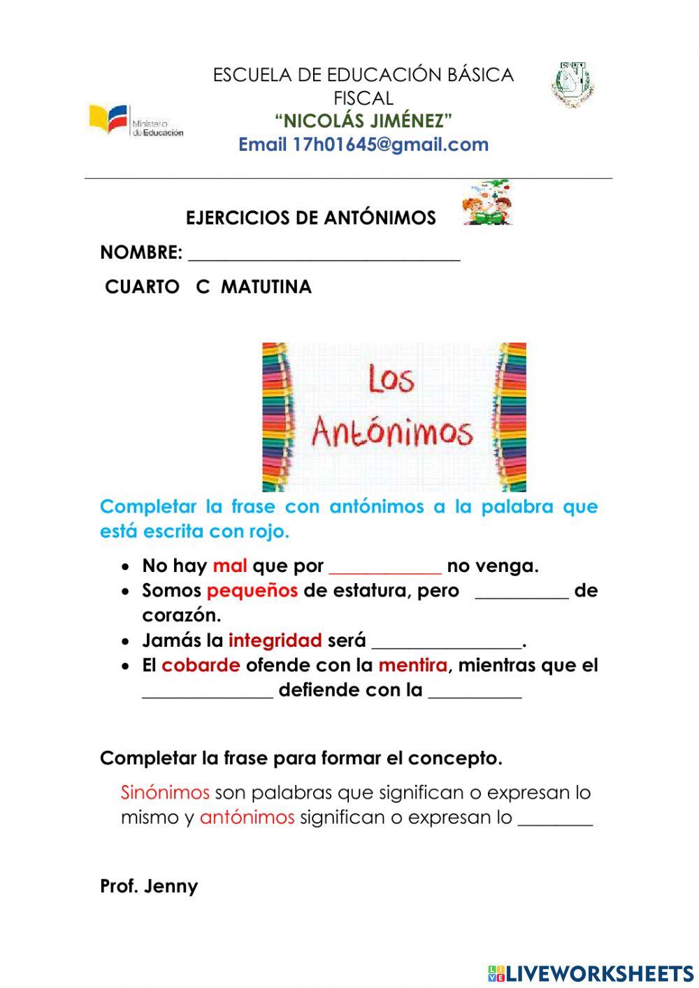 Frases con antónimos