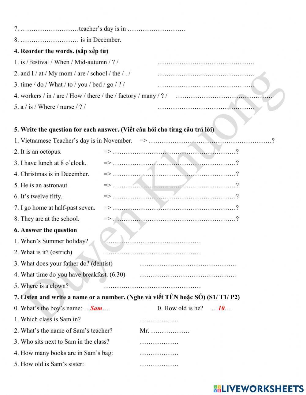 Grade 4.2 - Months + Events cont.