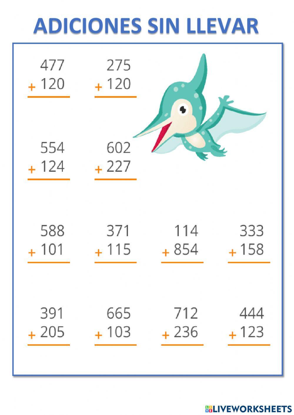 Adiciones sin llevar