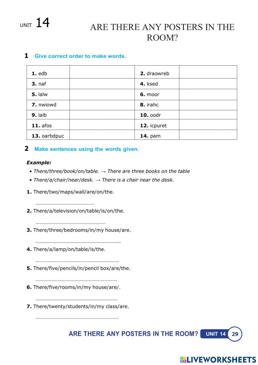Unit 14 Are there any posters in the room? lesson 2