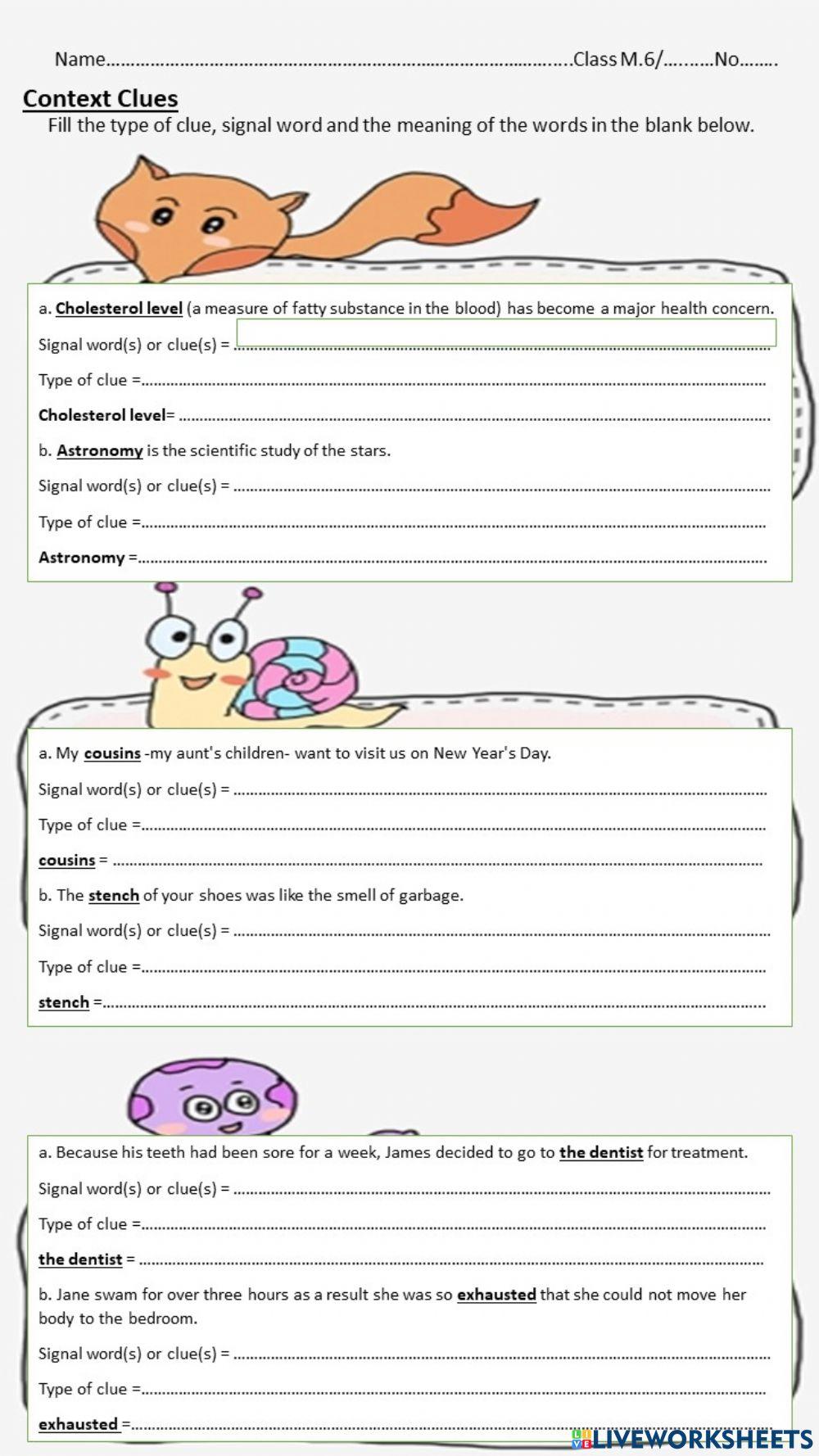 Context clues | usawadeekhonsuay | Live Worksheets