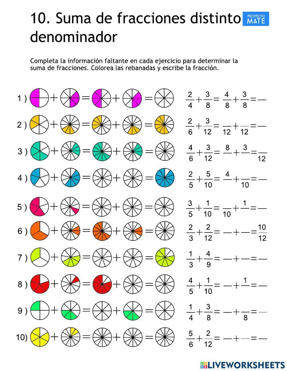 Suma de fracciones con diferente denominador