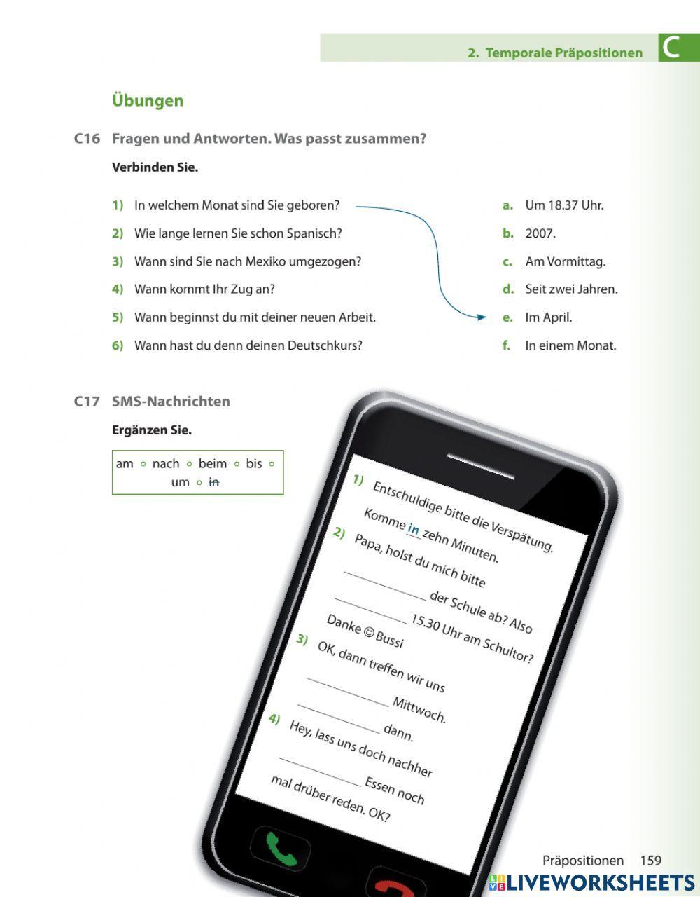 Extra Übungen zu temporalen Präpositionen (bis B1)