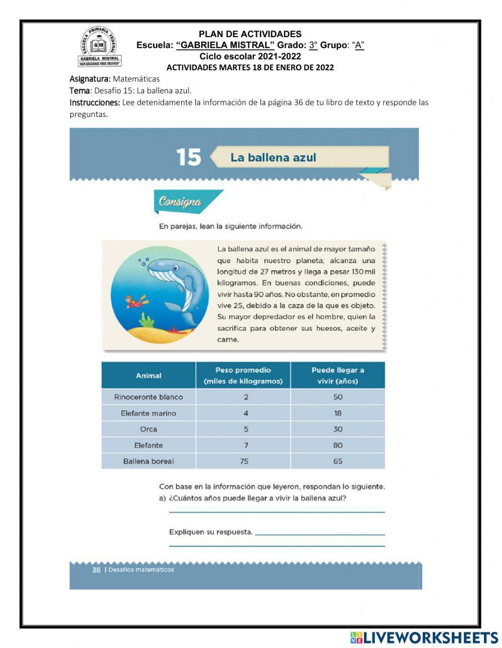 Desafío 15: La ballena azul.