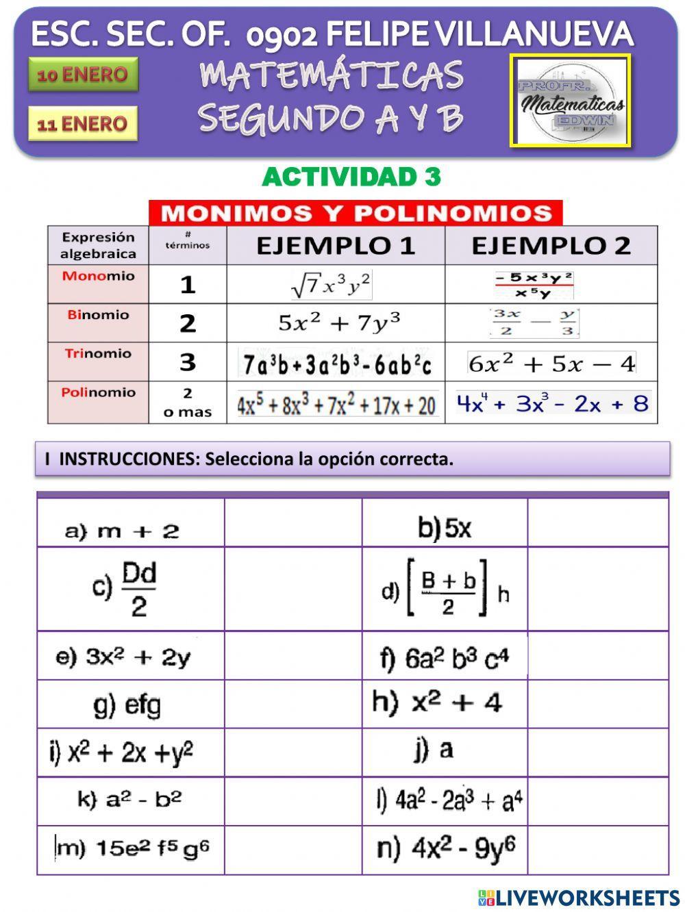Tèrminos algebraicos