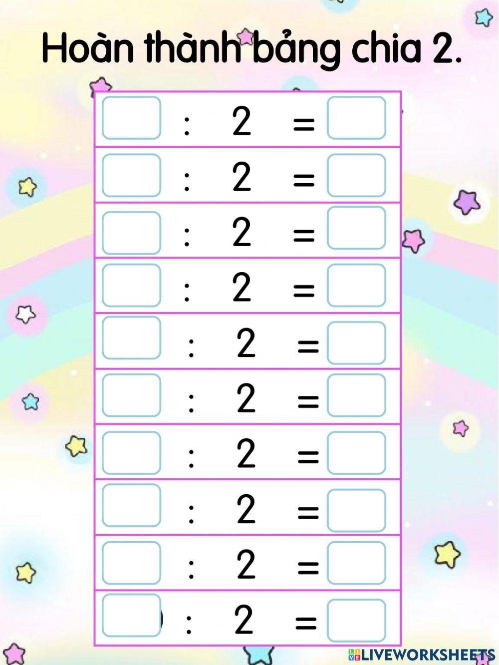 Bảng chia 2