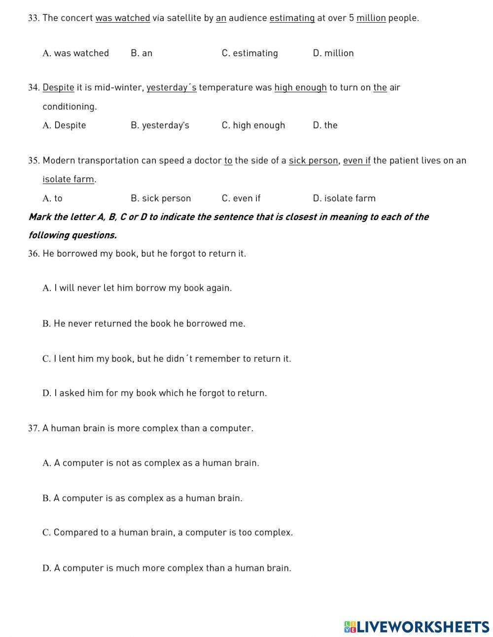 Thi lop 10 - PRACTICE TEST 9