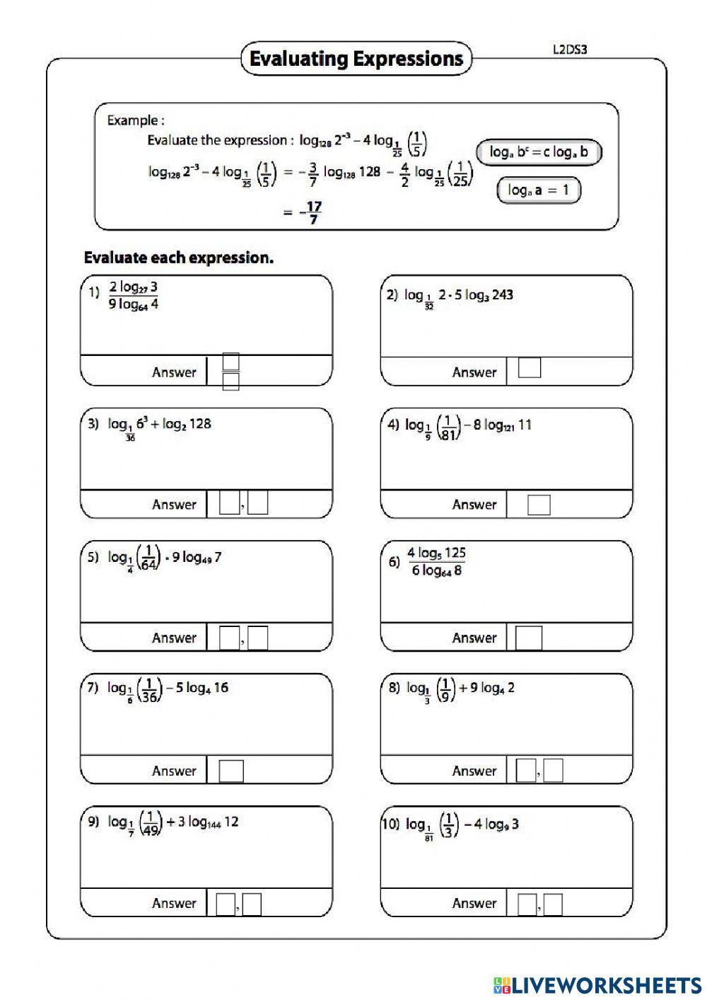 Свойства логарифмов