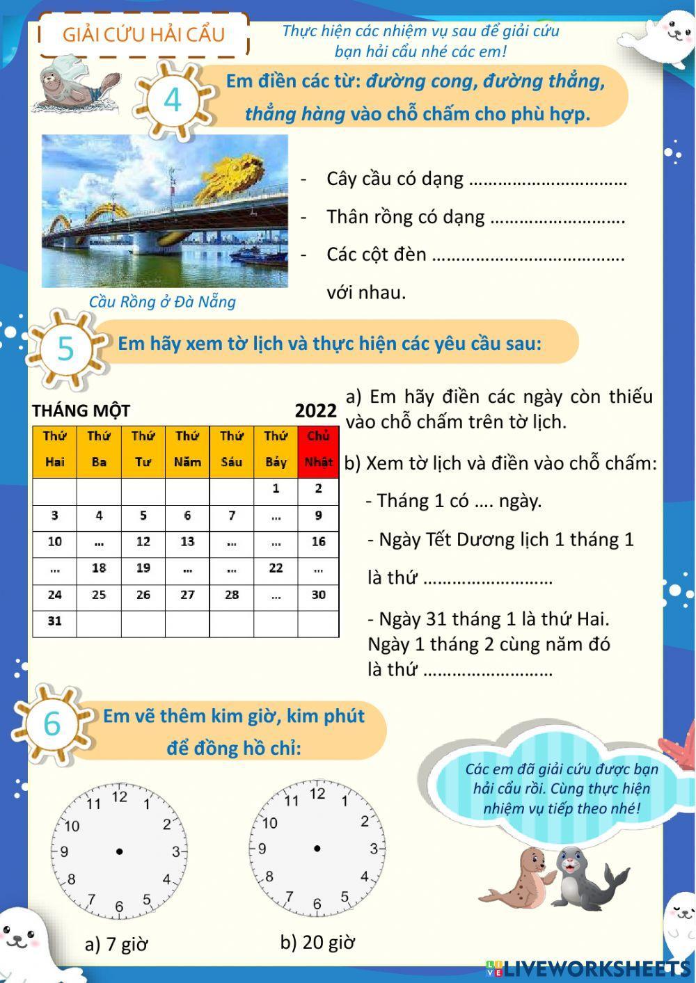 Lớp 2 - Toán - Ôn Tuần 18