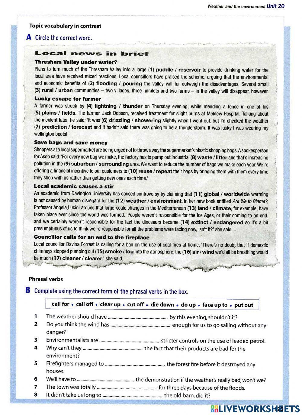Unit 20 Weather and the Environment, Destination B2