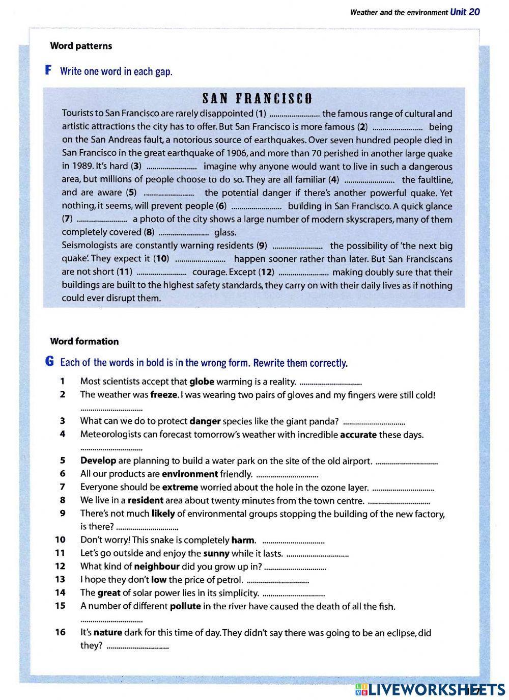 Unit 20 Weather and the Environment, Destination B2