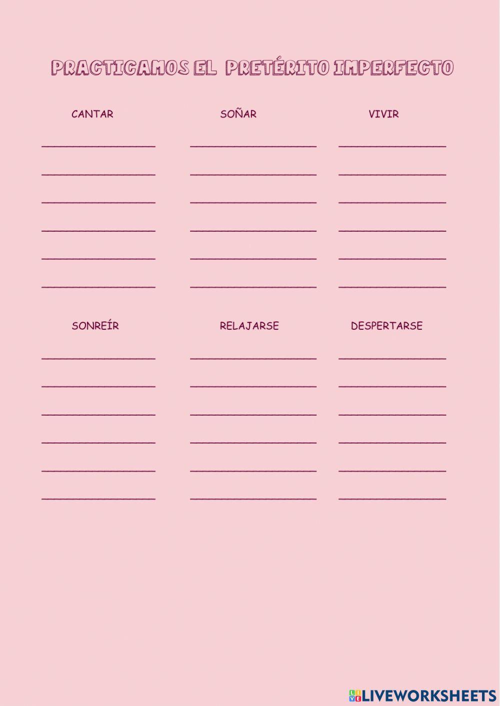 Conjugación pretérito imperfecto