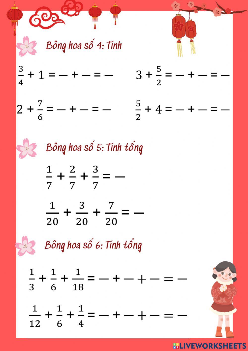 Luyện tập phép cộng phân số