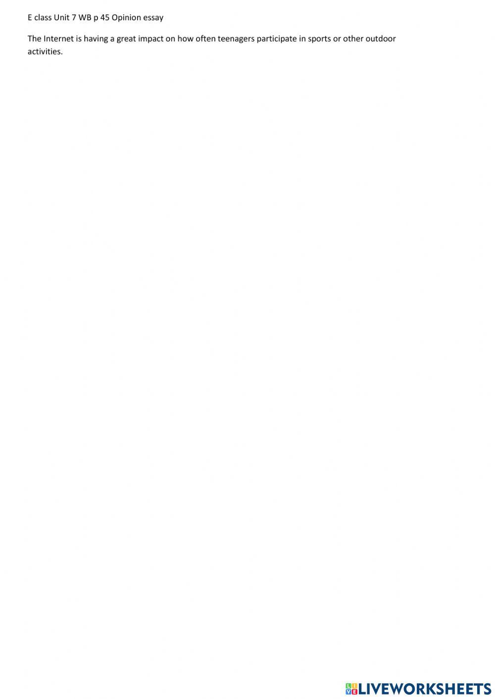 E class WB p 45 Opinion essay