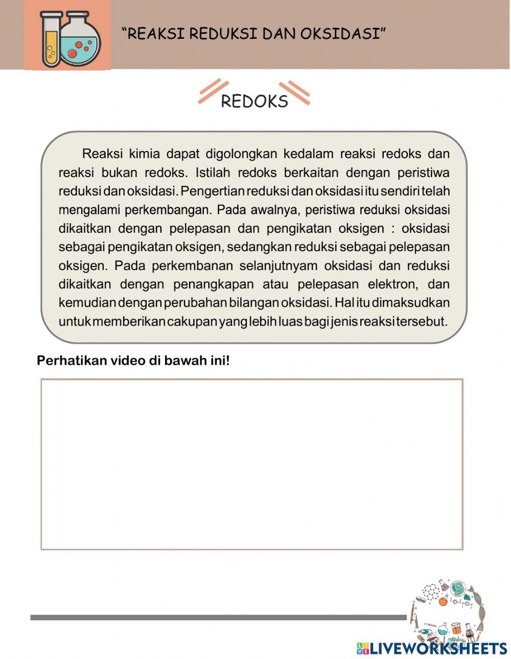 Reaksi kimia reduksi oksidasi