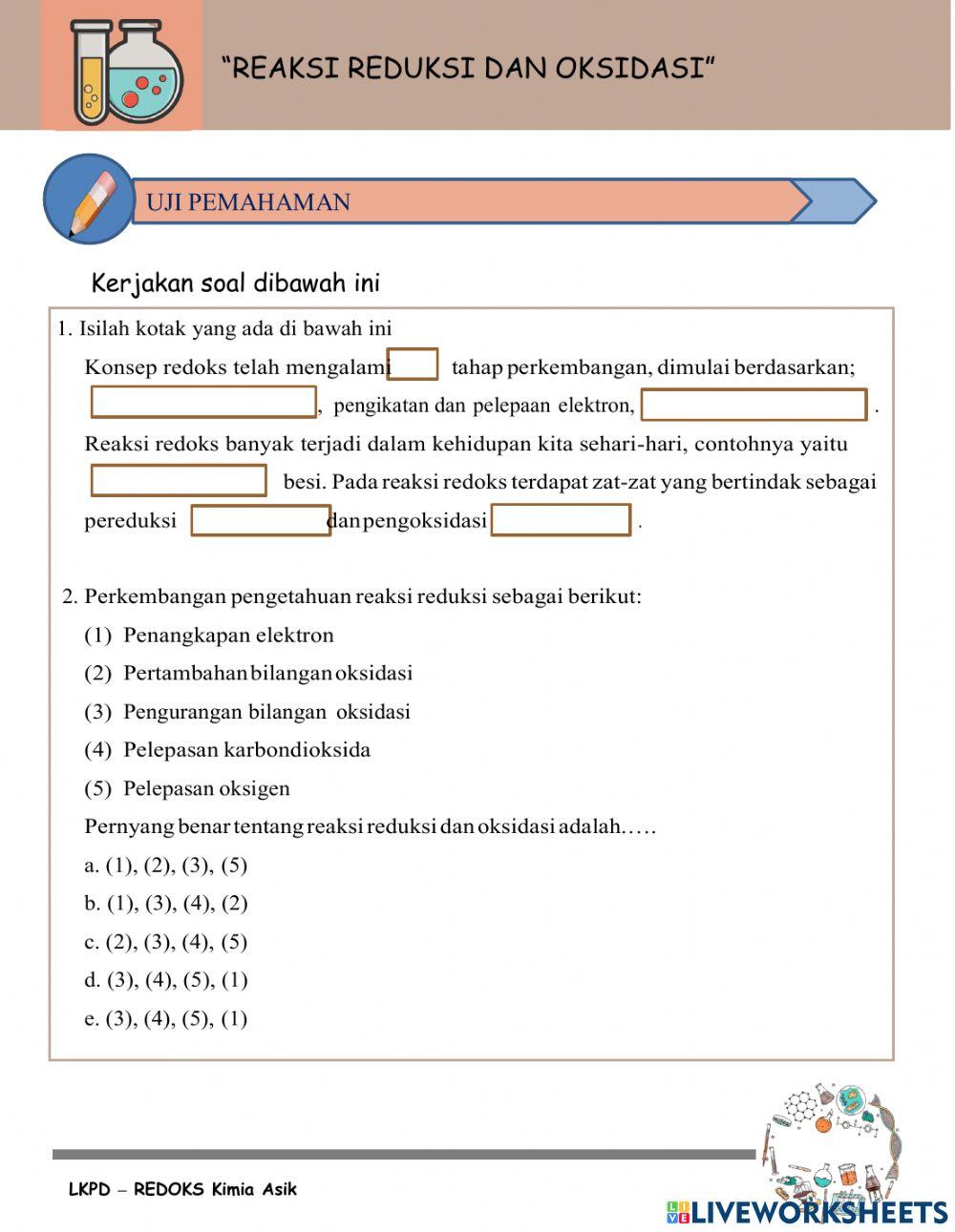 Reaksi kimia reduksi oksidasi