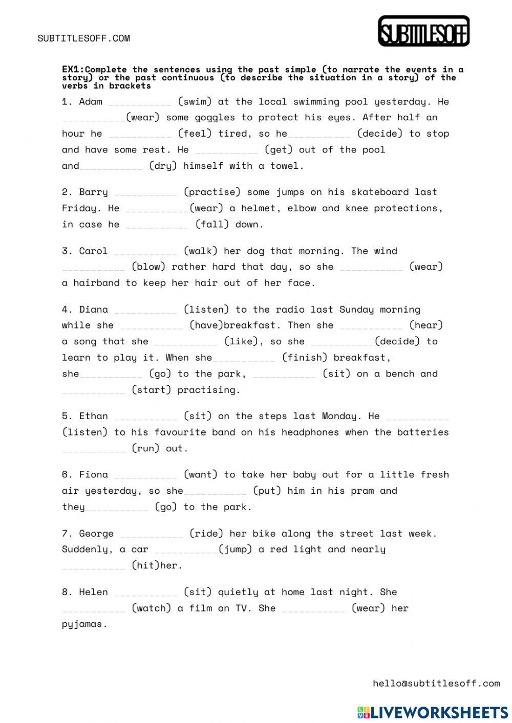 Past simple vs past simple continuous