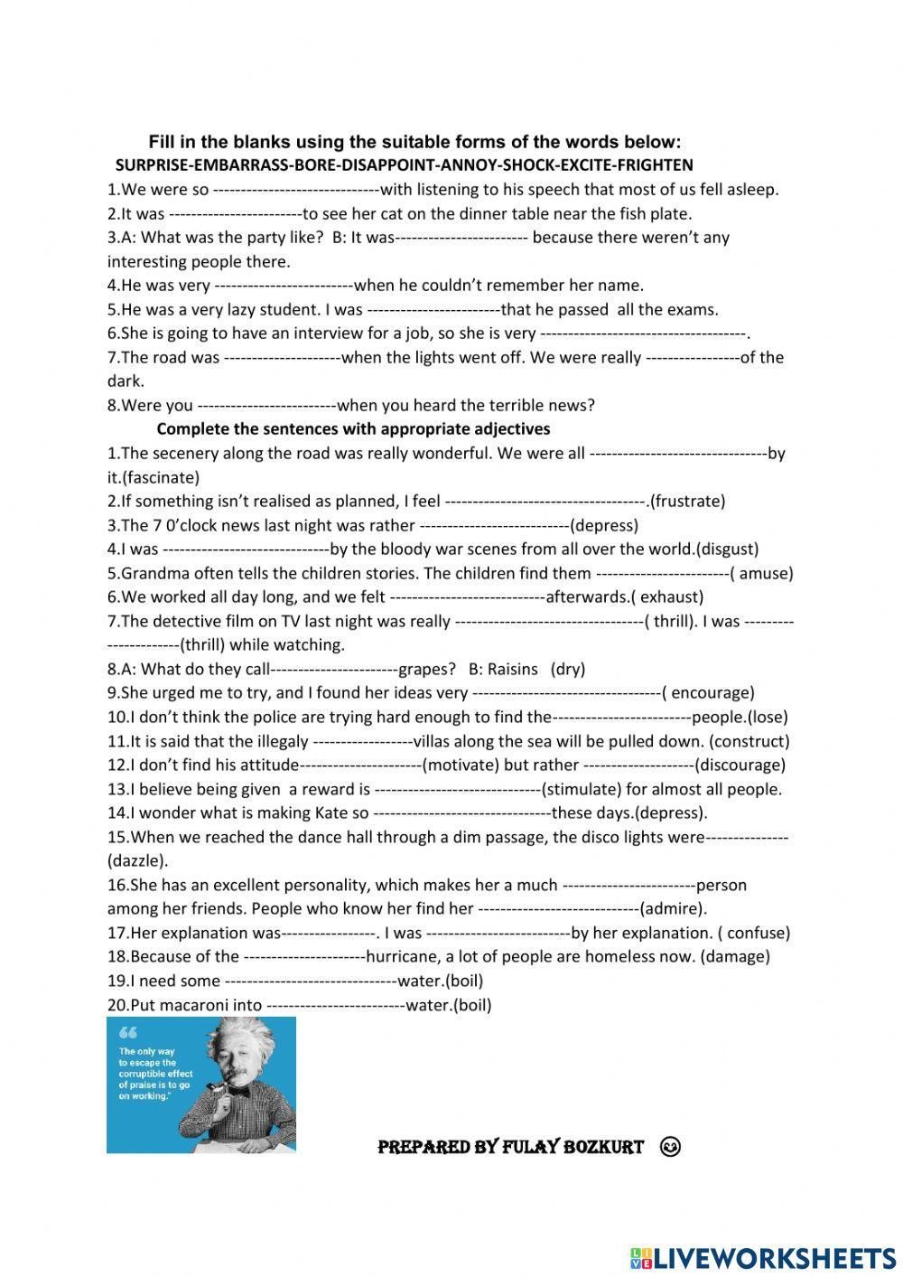 ADJECTIVES ending  in ING- ED