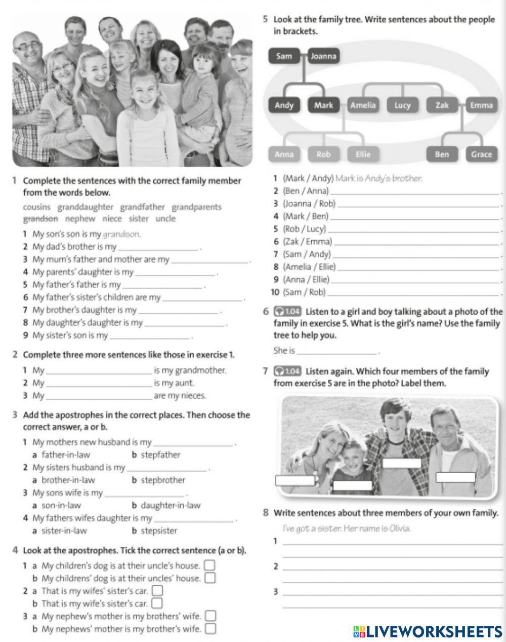 Family members. Possesive case